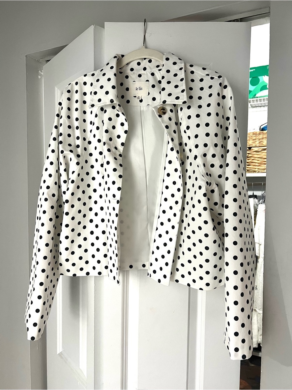 Le Lis Black and White Polka Dot Blazer